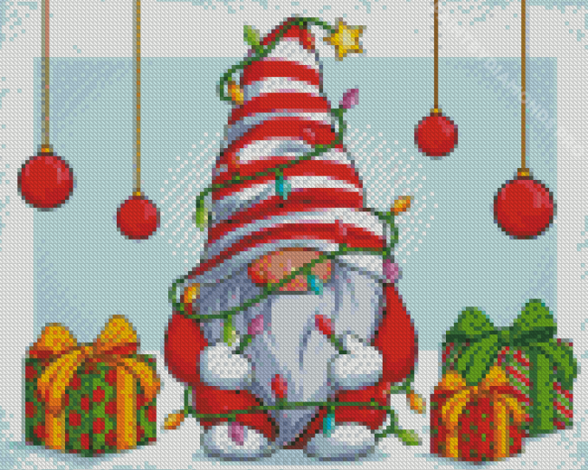 Christmas Gnome With Tree Diamond Painting