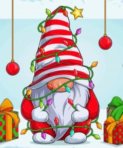 Christmas Gnome With Tree Diamond Painting