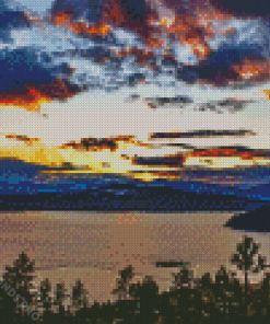 Coeur Dalene Lake At Sunset Diamond Painting