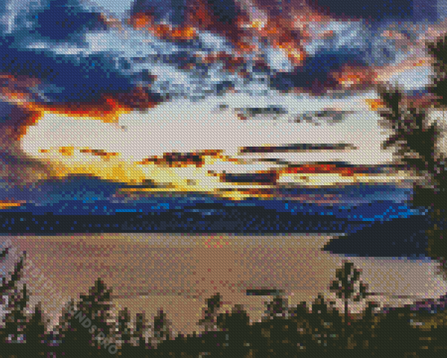 Coeur Dalene Lake At Sunset Diamond Painting