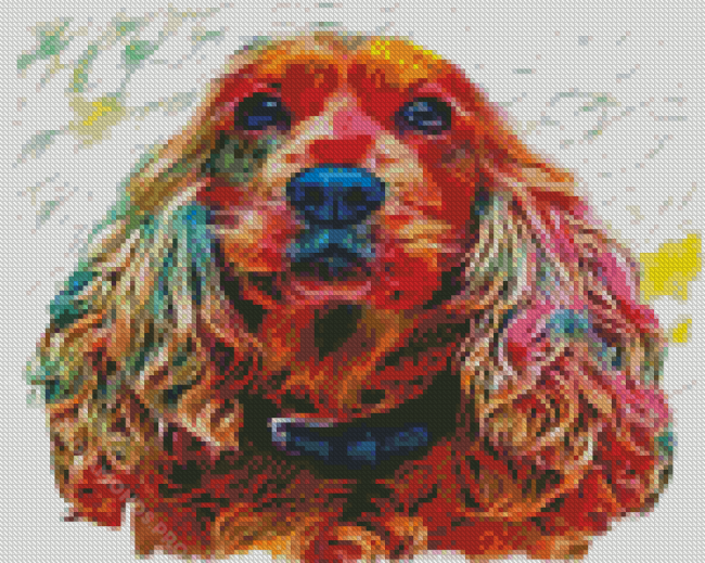 Colorful Spaniel Dog Art Diamond Painting