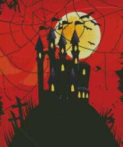 Creepy Halloween Castle Moonlight Diamond Painting