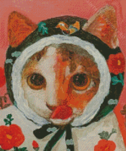 Cute Cat With Scarf Diamond Painting