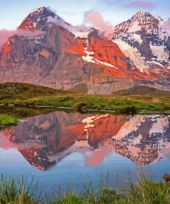 Eiger Sunset Reflection Diamond Painting