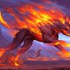 Fantasy Black Fire Dog Diamond Painting