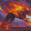 Fantasy Black Fire Dog Diamond Painting