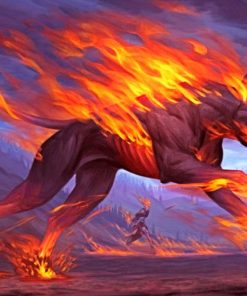 Fantasy Black Fire Dog Diamond Painting