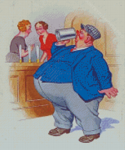 Fat Man Drinking In Public Diamond Painting