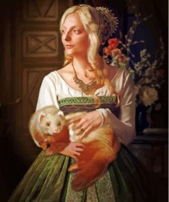 Ferret And Woman Diamond Painting