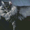 Fluffy Long Hair Grey Cat Diamond Painting