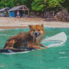 Funny Dog With Surfboard Diamond Painting