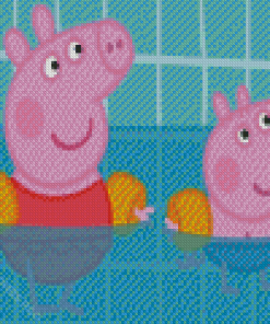 George Pig Swimming Diamond Painting