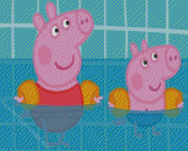 George Pig Swimming Diamond Painting