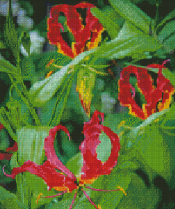 Gloriosa Lilies Plants Diamond Painting