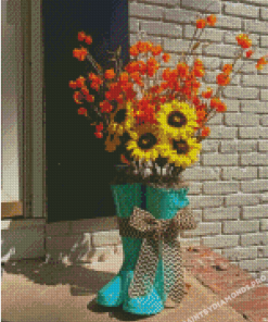 Gumboots And Sunflowers Diamond Painting