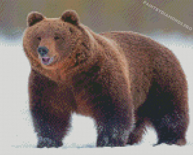 Happy Bear In Snow Diamond Painting