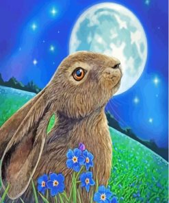 Hare Moon Gazing Diamond Painting