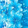 Illustration Blue Flowers With Butterflies Diamond Painting