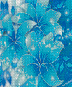 Illustration Blue Flowers With Butterflies Diamond Painting