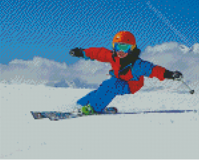 Kid Skiing Diamond Painting