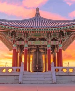 Korean Bell With Sunset Diamond Painting