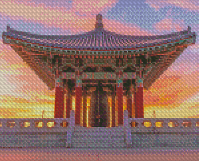 Korean Bell With Sunset Diamond Painting