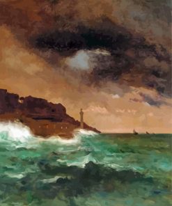 Lighthouse At Dusk By Alfred Stevens Diamond Painting