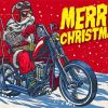 Merry Christmas Santa With Motorcycle Diamond Painting