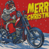 Merry Christmas Santa With Motorcycle Diamond Painting