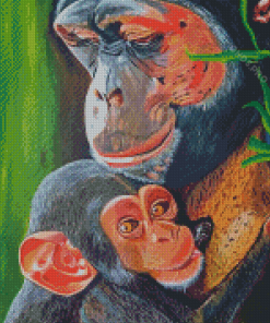 Mom Chimpanzee Art Diamond Painting