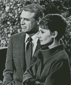 Monochrome Cary Grant And Audrey Hepburn Diamond Painting