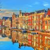 Netherlands Leiden City Water Reflection Diamond Painting