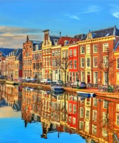 Netherlands Leiden City Water Reflection Diamond Painting