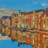 Netherlands Leiden City Water Reflection Diamond Painting