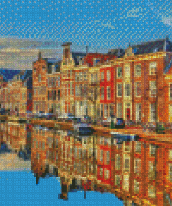 Netherlands Leiden City Water Reflection Diamond Painting