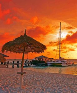 Netherlands Aruba Beach At Sunset Diamond Painting