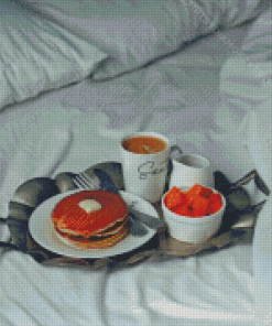 Pancakes Breakfast On Bed Diamond Painting