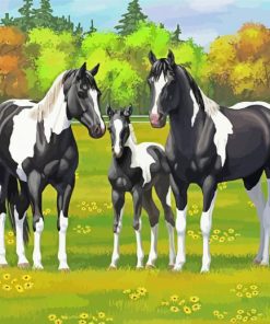 Pinto Horse Family Diamond Painting