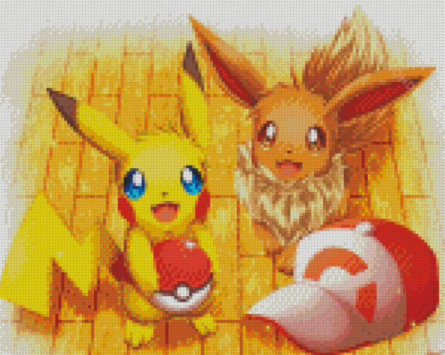 Pokemon Pikachu And Eevee Diamond Painting