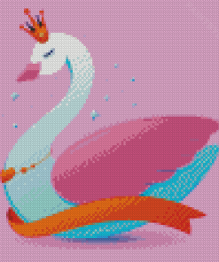 Princess Swan With Crown Diamond Painting