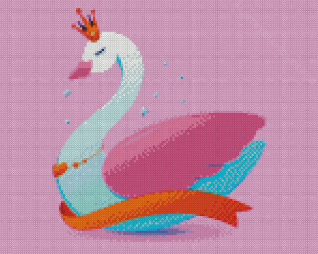 Princess Swan With Crown Diamond Painting