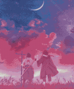 Purple Anime Sunset Diamond Painting