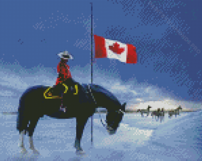 RCMP Woman On Horse Art Diamond Painting