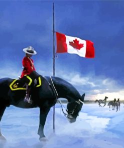 RCMP Woman On Horse Art Diamond Painting