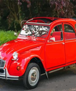 Red Citroen 2cv Car Diamond Painting