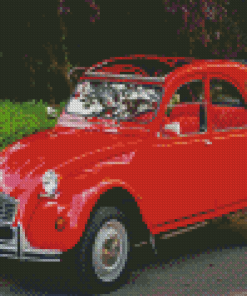 Red Citroen 2cv Car Diamond Painting