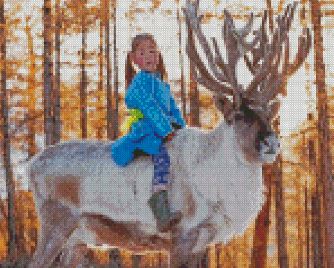 Reindeer People Little Girl Diamond Painting