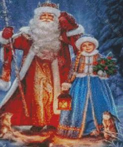 Santa Father Frost And Snow Girl Diamond Painting