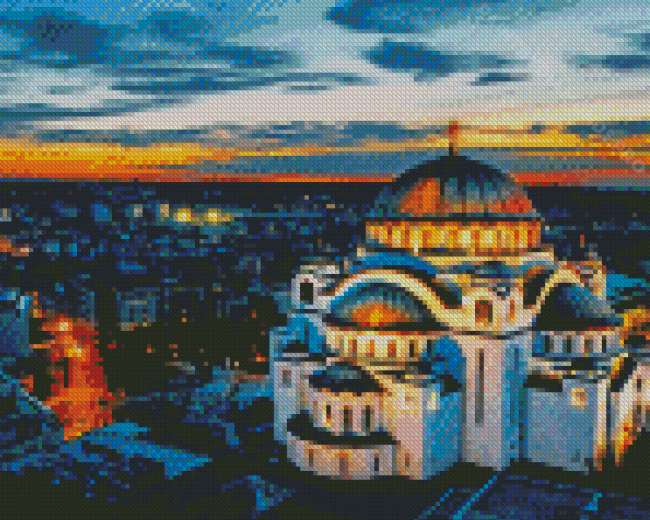 Sava Church Belgrade Sunset Diamond Painting