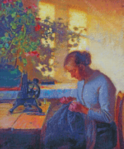 Sewing Fisherman Wife Anna Ancher Diamond Painting